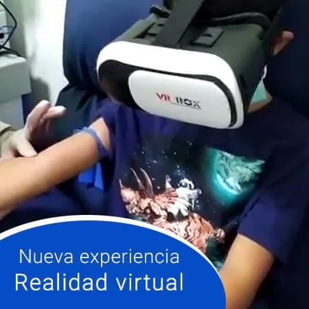Virtual reality for taking samples from children