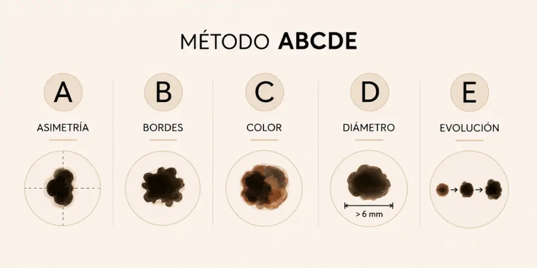 Método ABCDE para identificar señales de alerta en los lunares y melanoma